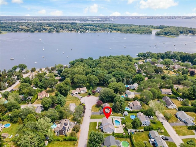 54 Michael Dr, Bristol, RI 02809 - aerial perspective of suburban area with a large body of water