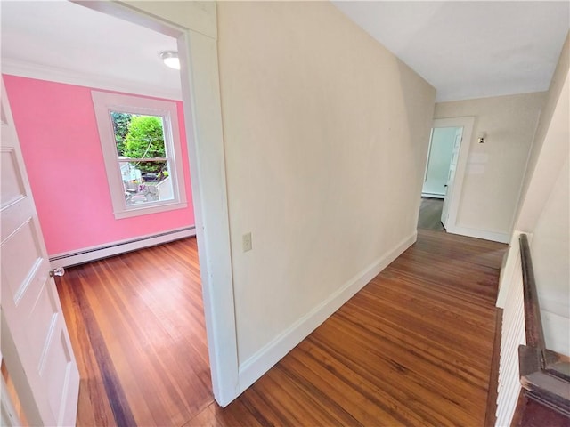 156 Broad St, Burrillville, RI 02859 - hall featuring a baseboard heating unit and wood finished floors