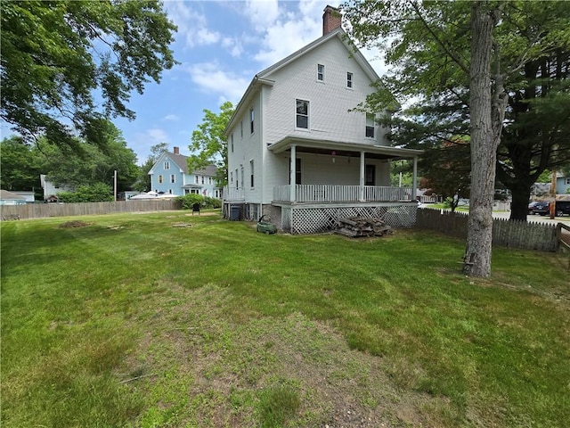 156 Broad St, Burrillville, RI 02859 - rear view of property with a chimney