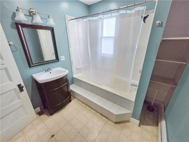 156 Broad St, Burrillville, RI 02859 - full bathroom featuring vanity, tiled shower / bath, and tile patterned floors