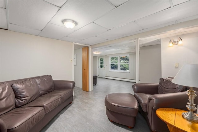 185 Sunnybrook Dr, North Kingstown, RI 02852 - living room featuring a baseboard radiator and a paneled ceiling