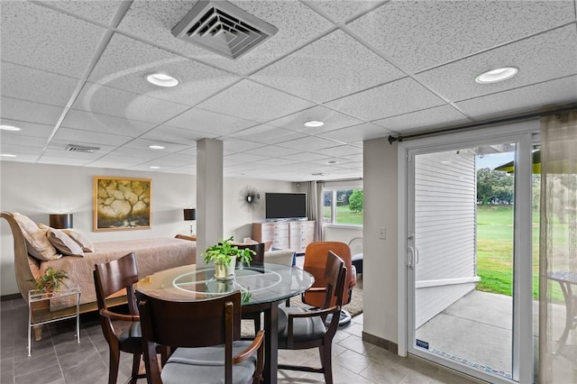 76 Valley Green Ct Unit B, North Providence, RI 02904 - dining space featuring light tile patterned floors, a drop ceiling, and recessed lighting