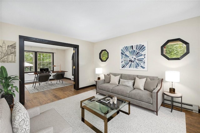 50 Betony Rd, Narragansett, RI 02874 - living area featuring a baseboard radiator and wood finished floors