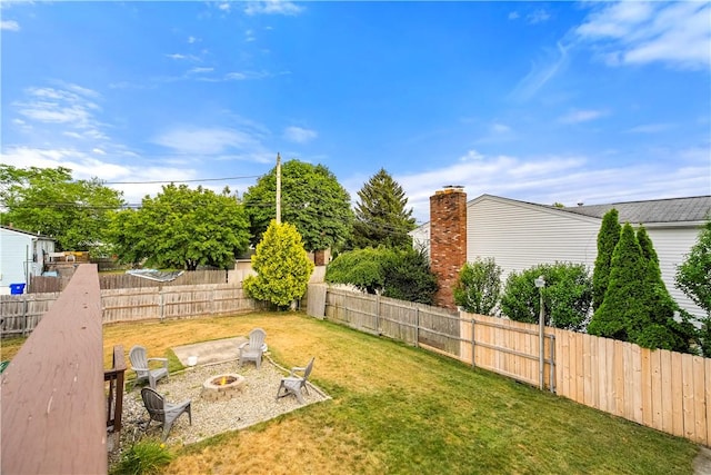 59 Columbus Ave, North Providence, RI 02911 - fenced backyard featuring an outdoor fire pit