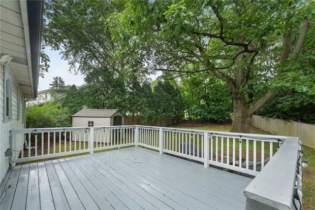 22 Riverdale Rd, Westerly, RI 02891 - wooden terrace featuring a storage shed and a fenced backyard