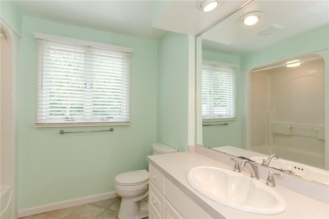 422 Buxton St, North Smithfield, RI 02896 - full bathroom featuring vanity, a shower, tile patterned floors, and a tub