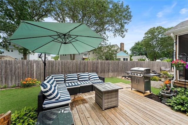 67 Vera St, Warwick, RI 02886 - wooden terrace featuring a fenced backyard, outdoor lounge area, and area for grilling