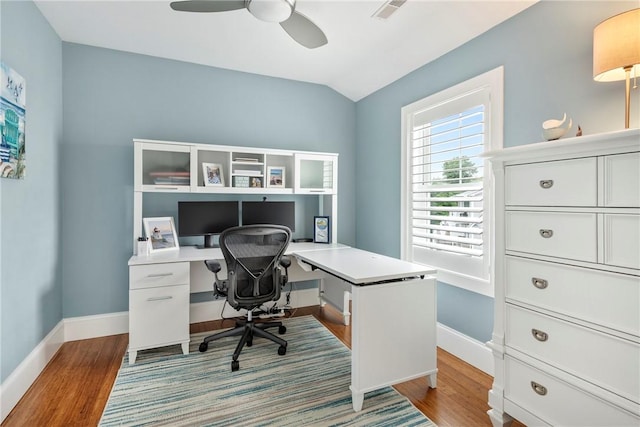 100 Algonquin Rd Unit 13, Narragansett, RI 02882 - office space featuring wood finished floors, a ceiling fan, and lofted ceiling