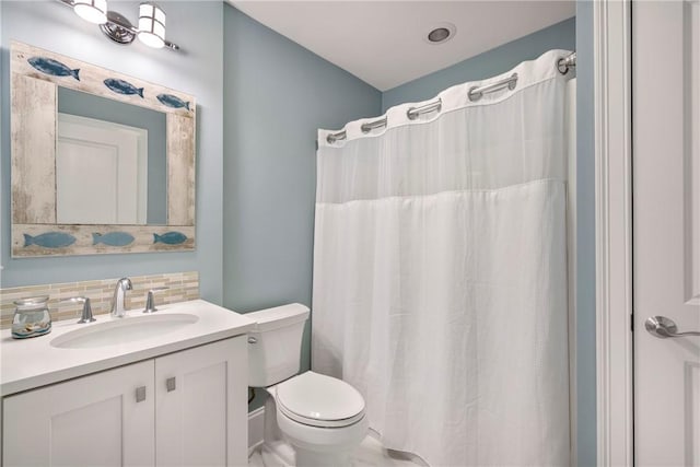 100 Algonquin Rd Unit 13, Narragansett, RI 02882 - bathroom with decorative backsplash, vanity, and a shower with shower curtain