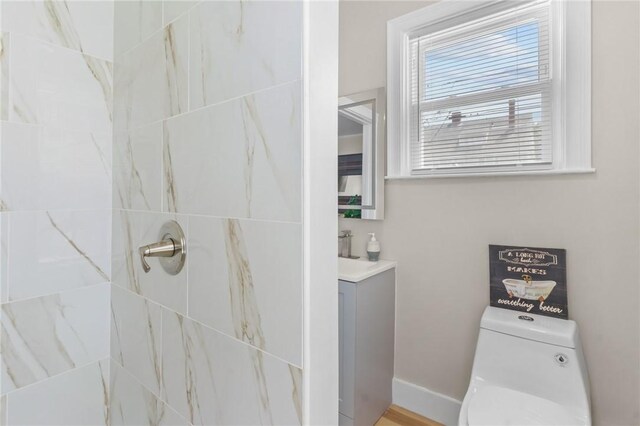 1413 Broad St, Providence, RI 02905 - bathroom with tiled shower and vanity