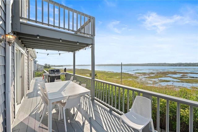 408 Atlantic Ave, Westerly, RI 02891 - balcony with a grill, outdoor dining space, and a deck with water view