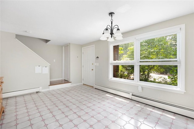 26 Pheasant Run Unit A, Smithfield, RI 02917 - entryway featuring baseboard heating, tile patterned floors, and a chandelier