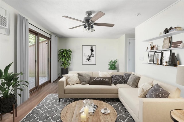 26 Pheasant Run Unit A, Smithfield, RI 02917 - living area featuring wood finished floors and ceiling fan