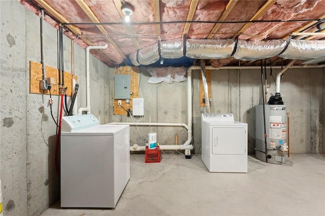 174 Long St, Warwick, RI 02886 - unfinished basement featuring gas water heater, washing machine and clothes dryer, and electric panel