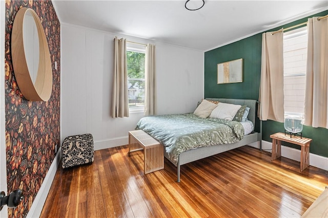 61 Wealth Ave, Providence, RI 02908 - bedroom with hardwood / wood-style floors and crown molding