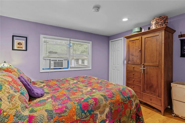 37 Ridge Rd, East Greenwich, RI 02818 - bedroom featuring light wood finished floors, recessed lighting, and cooling unit