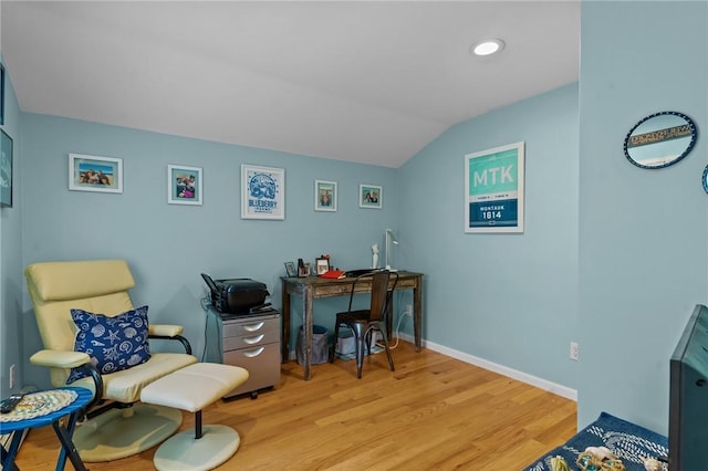 37 Ridge Rd, East Greenwich, RI 02818 - home office featuring light wood-style floors and vaulted ceiling