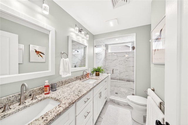 2 Sydney Rose Ct Unit B, Johnston, RI 02919 - full bath featuring marble finish floors, a marble finish shower, and double vanity
