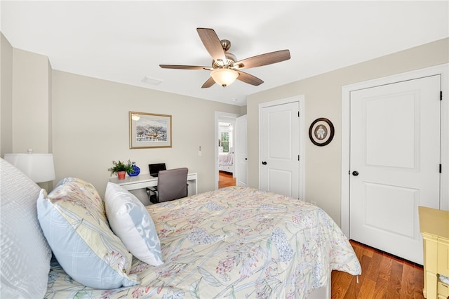 2 Sydney Rose Ct Unit B, Johnston, RI 02919 - bedroom with wood finished floors, a ceiling fan, and a closet