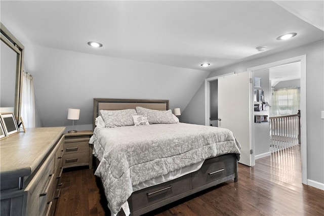7 Snell Ct, West Warwick, RI 02893 - bedroom with dark wood finished floors, vaulted ceiling, and recessed lighting