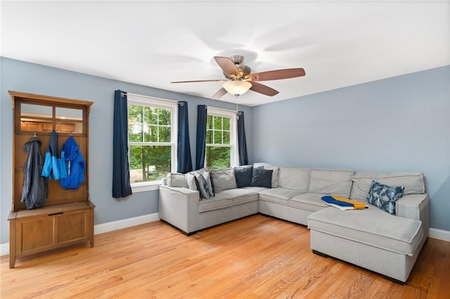 219 Fenner Hill Rd, Hopkinton, RI 02832 - living room featuring light wood-style floors and a ceiling fan