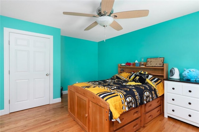 219 Fenner Hill Rd, Hopkinton, RI 02832 - bedroom featuring light wood-type flooring and ceiling fan