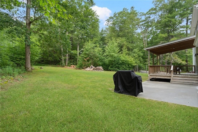 219 Fenner Hill Rd, Hopkinton, RI 02832 - view of grassy yard featuring a deck and a patio