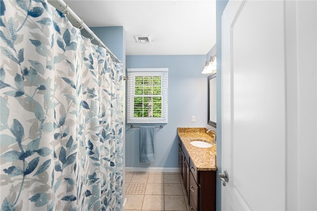 18 Country Hill Ln, Smithfield, RI 02917 - full bath featuring vanity, tile patterned flooring, and a shower with shower curtain