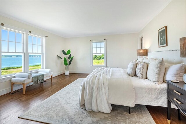 17 Ferolbink Way, Little Compton, RI 02837 - bedroom featuring wood finished floors, crown molding, and a water view