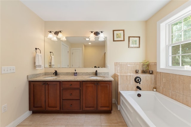 10 Sables Way, Lincoln, RI 02865 - bathroom with a bath, double vanity, and tile patterned flooring