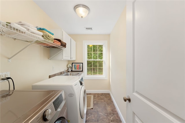 10 Sables Way, Lincoln, RI 02865 - laundry room featuring cabinet space, independent washer and dryer, and stone finish floors