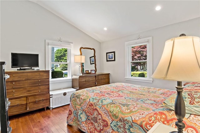 55 Wayland Trl, Narragansett, RI 02882 - bedroom featuring vaulted ceiling, hardwood / wood-style flooring, and recessed lighting
