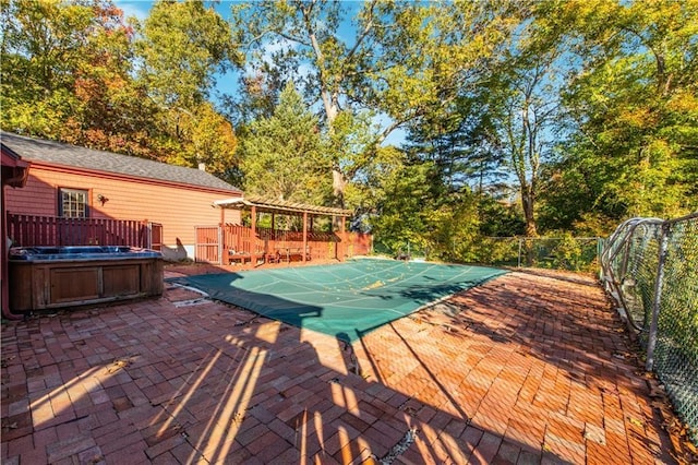 584 Division Rd, East Greenwich, RI 02818 - view of patio / terrace with a hot tub