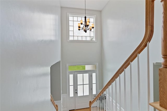25 Kristin Dr, Cranston, RI 02921 - foyer featuring a towering ceiling, a chandelier, and stairway