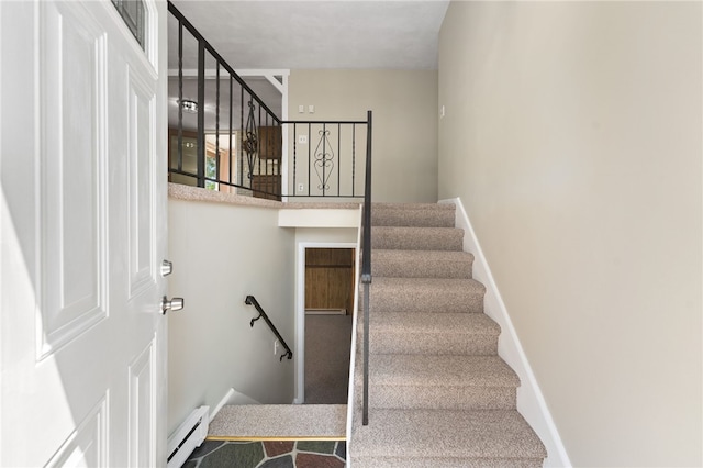 19 Cantara St, West Warwick, RI 02893 - stairway featuring baseboard heating and baseboards