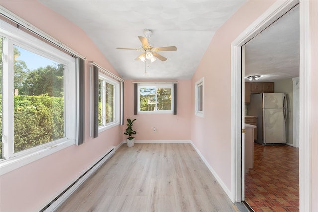 19 Cantara St, West Warwick, RI 02893 - unfurnished sunroom featuring baseboard heating and lofted ceiling