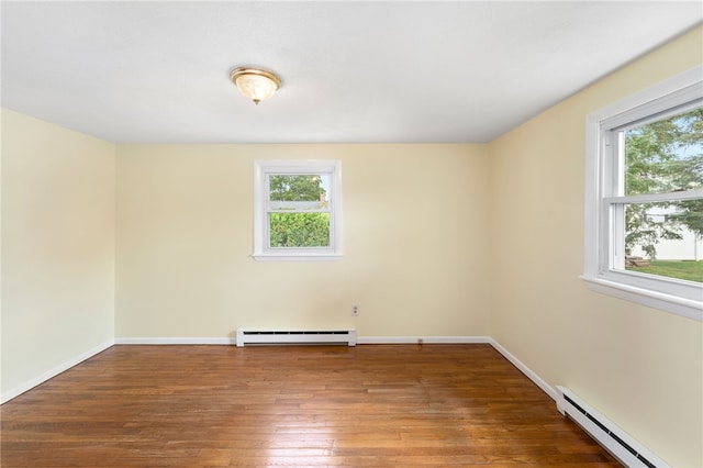 19 Cantara St, West Warwick, RI 02893 - unfurnished room with a baseboard radiator, plenty of natural light, and hardwood / wood-style flooring