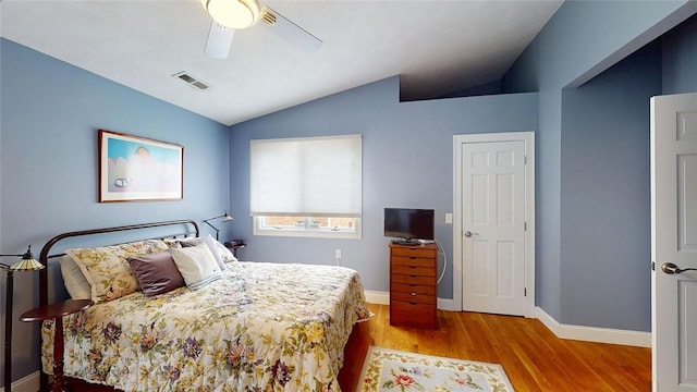4090 Post Rd Unit B, Warwick, RI 02886 - bedroom with wood finished floors, lofted ceiling, and ceiling fan