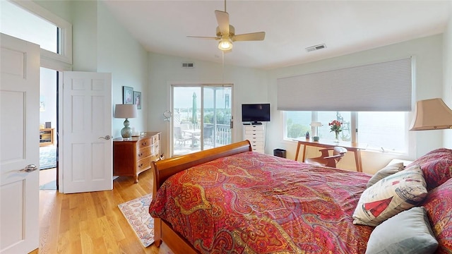 4090 Post Rd Unit B, Warwick, RI 02886 - bedroom featuring vaulted ceiling, light wood-type flooring, and ceiling fan