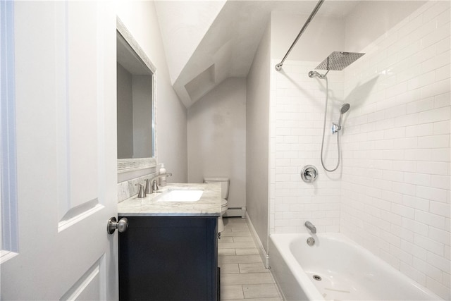 193 Howell St Unit 3, Providence, RI 02906 - bathroom with a baseboard radiator, vanity, and washtub / shower combination