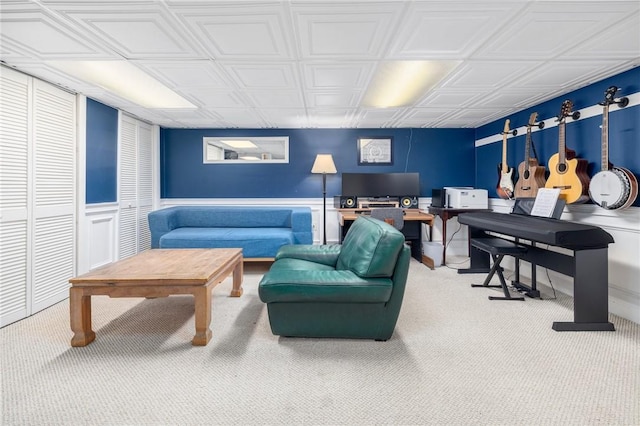 57 Hillside Rd, Lincoln, RI 02865 - carpeted living area featuring an ornate ceiling