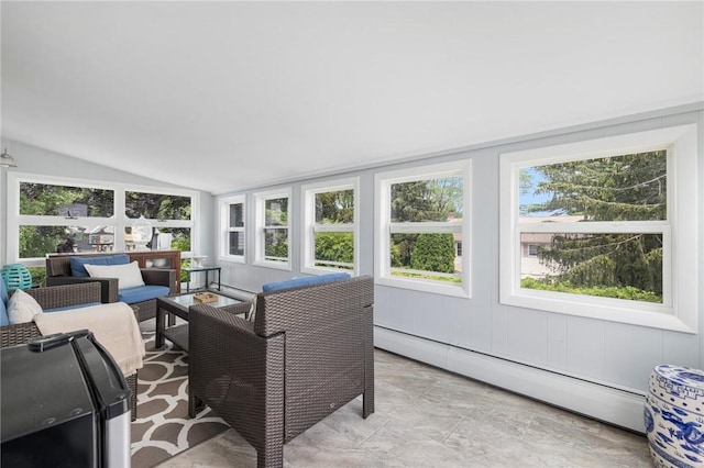 57 Hillside Rd, Lincoln, RI 02865 - sunroom / solarium with a baseboard radiator, vaulted ceiling, and healthy amount of natural light