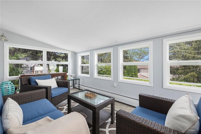 57 Hillside Rd, Lincoln, RI 02865 - sunroom / solarium with a baseboard radiator, lofted ceiling, and healthy amount of natural light