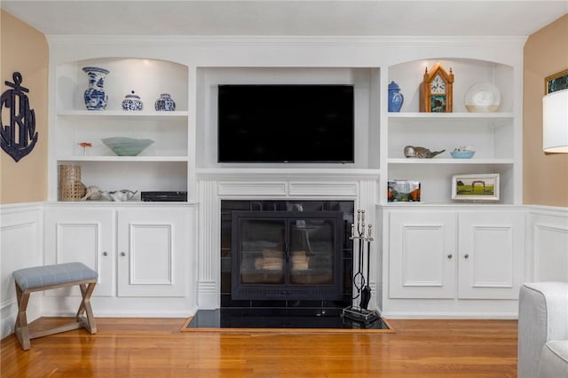 57 Hillside Rd, Lincoln, RI 02865 - living room with built in shelves and wood finished floors