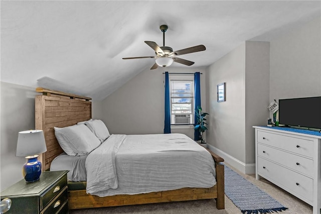 57 Maple Ave, Johnston, RI 02919 - carpeted bedroom featuring cooling unit, vaulted ceiling, and ceiling fan