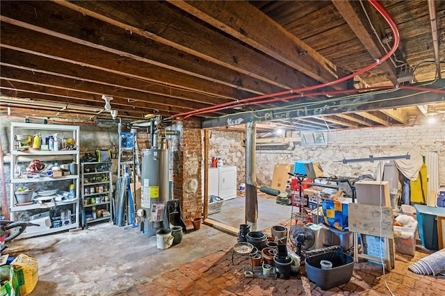 57 Maple Ave, Johnston, RI 02919 - unfinished below grade area with water heater and independent washer and dryer