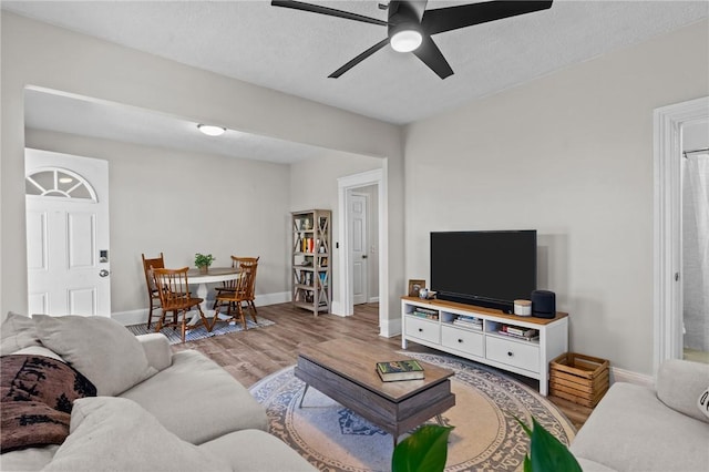 57 Maple Ave, Johnston, RI 02919 - living area featuring a ceiling fan and light wood-style flooring