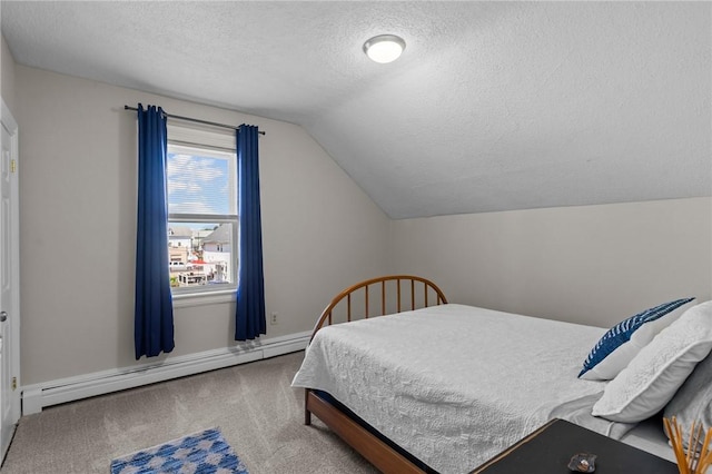 57 Maple Ave, Johnston, RI 02919 - bedroom featuring baseboard heating, a textured ceiling, carpet, and lofted ceiling