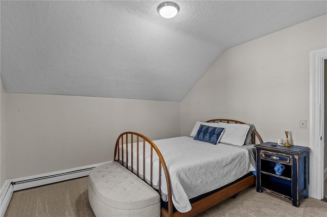 57 Maple Ave, Johnston, RI 02919 - carpeted bedroom with a textured ceiling, vaulted ceiling, and baseboard heating