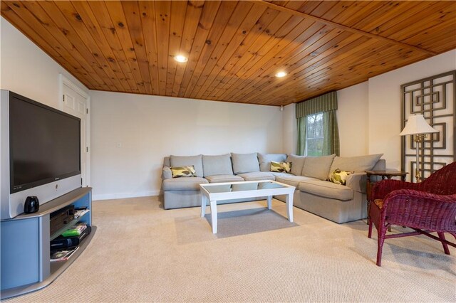 27 Tom Harvey Rd, Westerly, RI 02891 - living room with carpet, recessed lighting, and wood ceiling